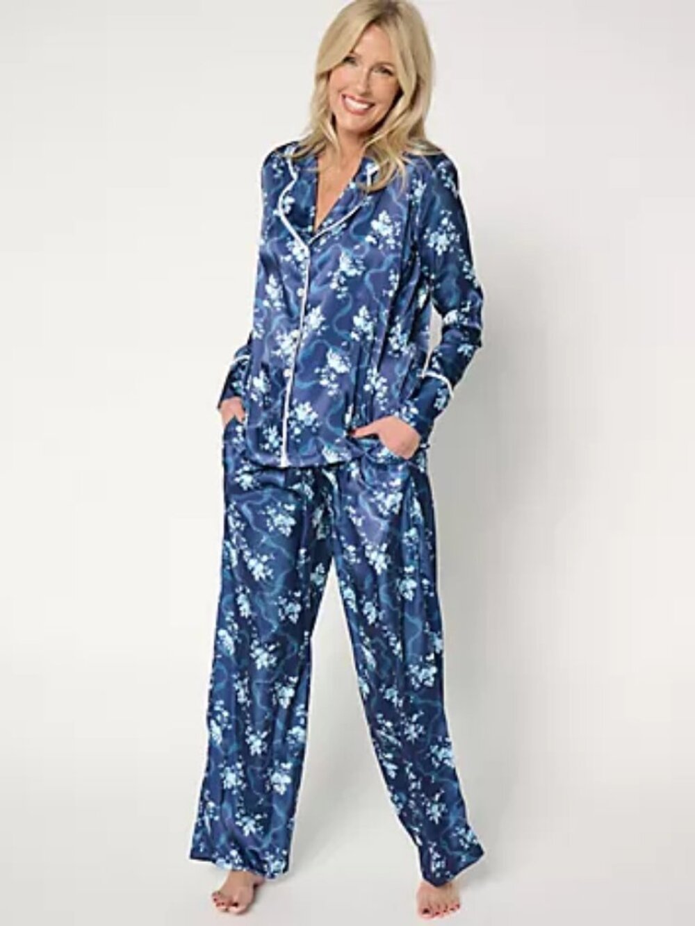 Madeleine Fig Satin Notch Collar Pajama Set, Sz 1X a673737